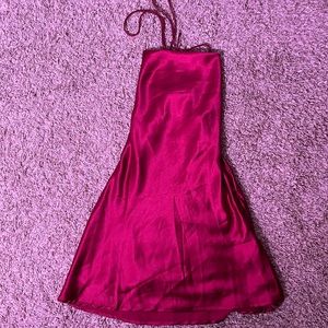 cute red satin holiday dress